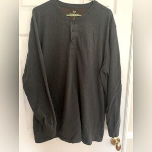 Outdoor Life Henley: Gray Cotton, Long sleeve, XL